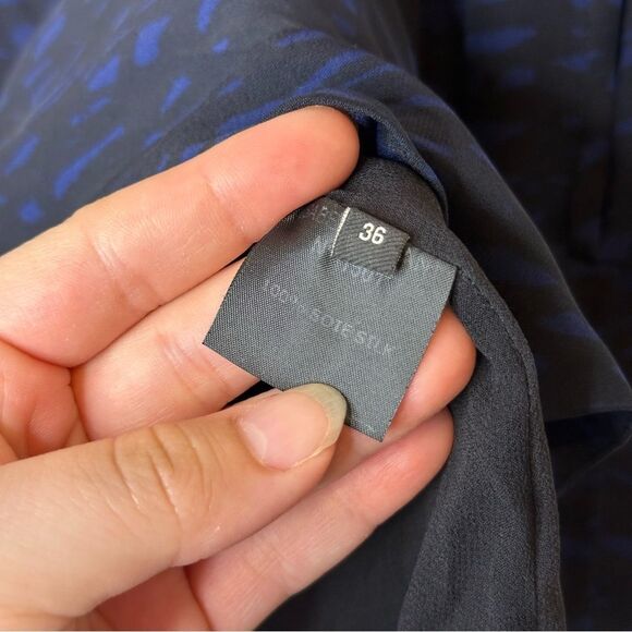 Isabel Marant Blue Black Geometric Pattern 100% Silk Mini Skirt Sz 36 / 4 Grunge - Picture 9 of 10